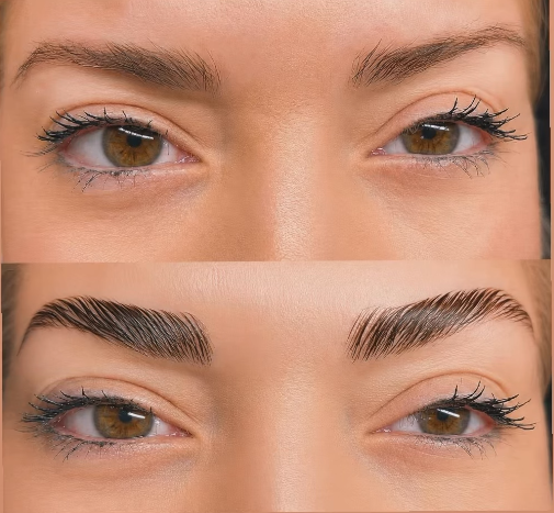 Antes e depois brow lamination
