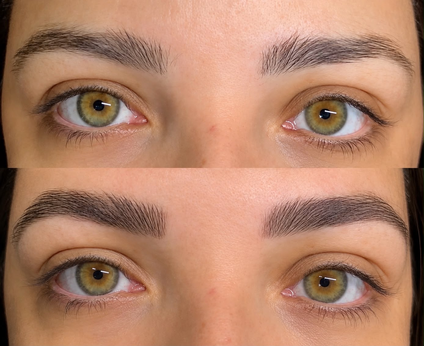Antes e depois design de sobrancelhas
