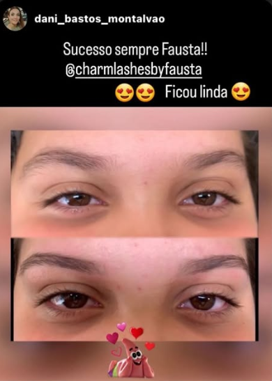 Depoimento de cliente antes e depois sobrancelha